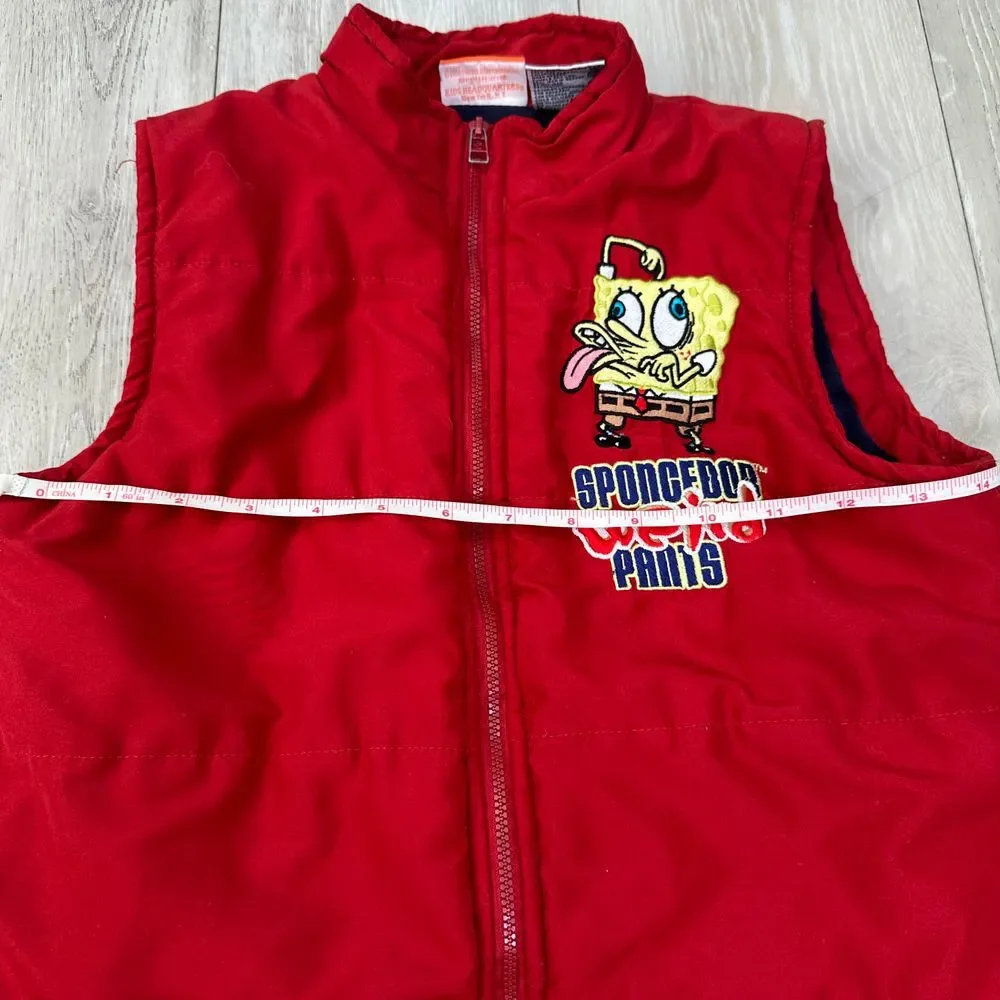 Nickelodeon Sponge bob weird pants‎ quilted red puffer boys vest size 6